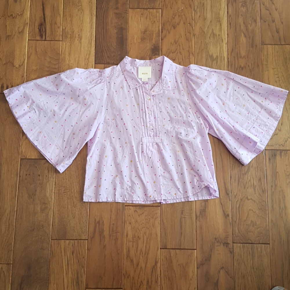Maeve Anthropologie Eliot Blouse Popover Wide Arm